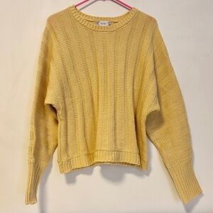 Pink Rose Crewneck Drop Shoulder Knit Sweater Butter Yellow Womens Size Large